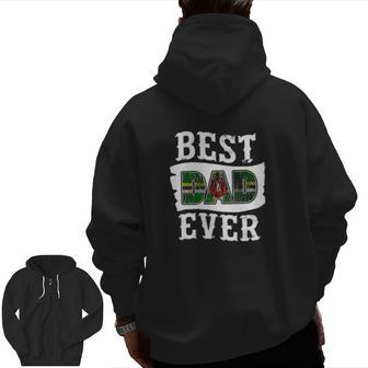 Mens Best Dad Ever Father's Day Dominica Flag Dominican Zip Up Hoodie Back Print | Mazezy