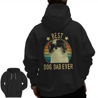 Mens Best Dog Dad Ever Japanese Chin Father's Day Zip Up Hoodie Back Print | Mazezy