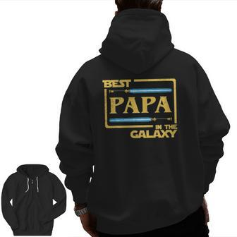 Mens Best Papa In The Galaxy Father's Day Zip Up Hoodie Back Print | Mazezy DE