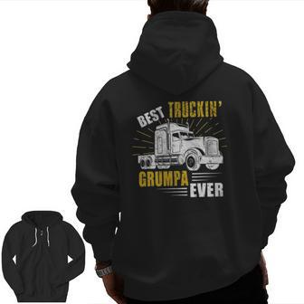 Mens Best Truckin' Grumpa Ever Tee Trucker Fathers Day Zip Up Hoodie Back Print | Mazezy UK