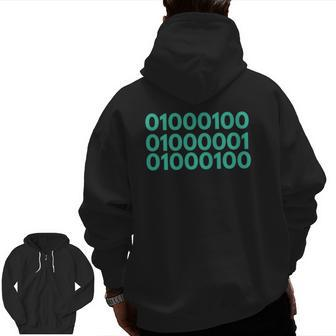 Mens Binary Dad For Dad Dad In Binary Code S Zip Up Hoodie Back Print | Mazezy