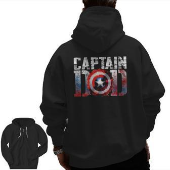 Mens Captain Dad Father’S Day Zip Up Hoodie Back Print | Mazezy
