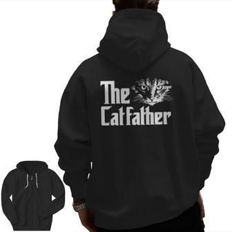 Mens The Catfather Cat Enthusiast Father Kitten Lover Zip Up Hoodie Back Print | Mazezy
