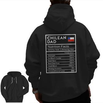 Mens Chilean Dad Nutrition Facts National Pride For Dad Zip Up Hoodie Back Print | Mazezy DE