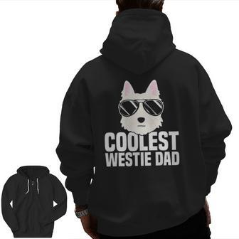 Mens Coolest Westie Dad West Highland White Terrier Dog Lover Zip Up Hoodie Back Print | Mazezy