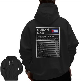 Mens Cuban Dad Nutrition Facts National Pride For Dad Zip Up Hoodie Back Print | Mazezy AU
