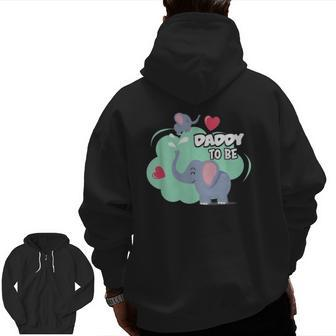 Mens Dad To Be Elephant Baby Shower For Boy Zip Up Hoodie Back Print | Mazezy