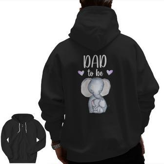 Mens Dad To Be Elephant Baby Shower Future Dad Zip Up Hoodie Back Print | Mazezy