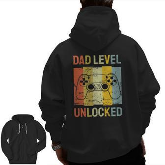 Mens Dad Level Unlocked Soon To Be Father Pregnancy Announcement Zip Up Hoodie Back Print | Mazezy DE