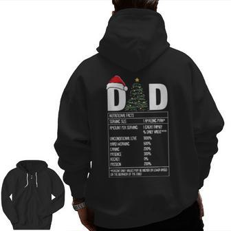 Mens Dad Nutrition Facts Christmas Xmas Pajama Papa Father Zip Up Hoodie Back Print | Mazezy