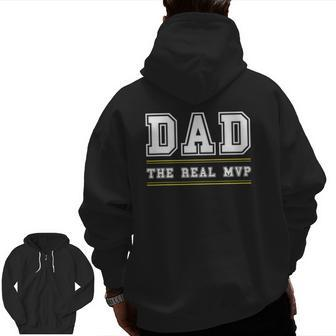 Mens Dad The Real Mvp Father's Day Zip Up Hoodie Back Print | Mazezy