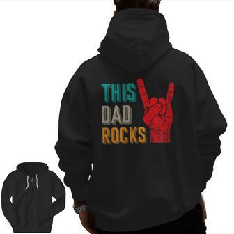 Mens This Dad Rocks Desi For Cool Father Rock And Roll Music Zip Up Hoodie Back Print | Mazezy