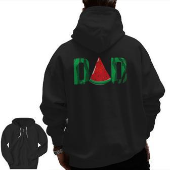 Mens Dad Watermelon Summer Fruit Dad Father's Day Zip Up Hoodie Back Print | Mazezy