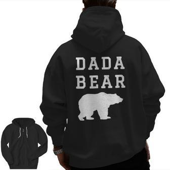 Mens Dada Bear Light Vintage Distress Bear For Dads Zip Up Hoodie Back Print | Mazezy