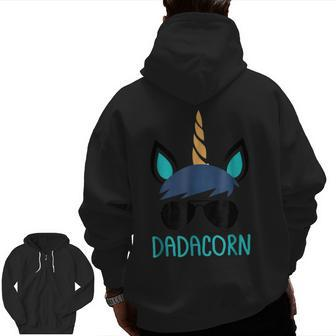 Mens Dadacorn Unicorn Dad Father's Day Zip Up Hoodie Back Print | Mazezy