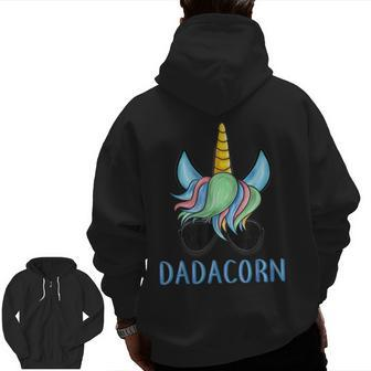 Mens Dadacorn Unicorn Dad Father's Day Zip Up Hoodie Back Print | Mazezy