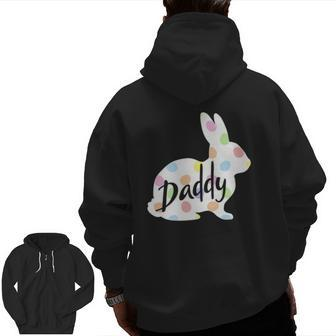Mens Daddy Bunny Easter Egg Polka Dot Bunny Rabbit Father Dad Zip Up Hoodie Back Print | Mazezy