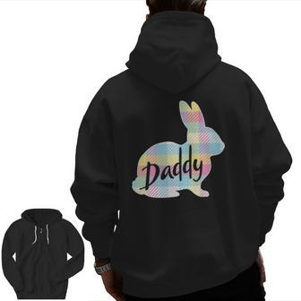 Mens Daddy Bunny Rabbit Pastel Plaid Father Dad Easter Zip Up Hoodie Back Print | Mazezy