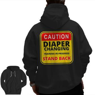 Mens Daddy Diaper Kit New Dad Survival Dad's Baby Changing Outfit Zip Up Hoodie Back Print | Mazezy