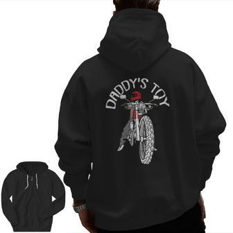 Mens Daddy's Toy Fathers Day Motorcycle Motorbike Biker Rider Zip Up Hoodie Back Print | Mazezy