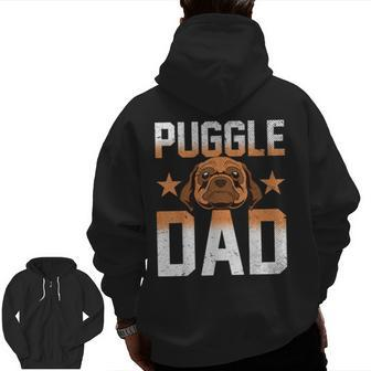 Mens Dog Lover Fathers Day Puggle Dad Pet Owner Animal Puggle Zip Up Hoodie Back Print | Mazezy