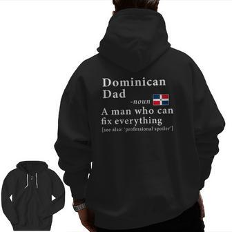 Mens Dominican Dad Definition Tee Dominican Republic Flag Fathers Zip Up Hoodie Back Print | Mazezy