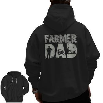 Mens Farmer Dad Farm Farming Father's Day Tractor Zip Up Hoodie Back Print | Mazezy CA