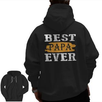 Mens Fathers Day Best Papa Ever Grunge Zip Up Hoodie Back Print | Mazezy