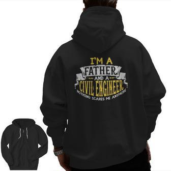 Mens Fathers Day For A Civil Engineer Zip Up Hoodie Back Print | Mazezy UK
