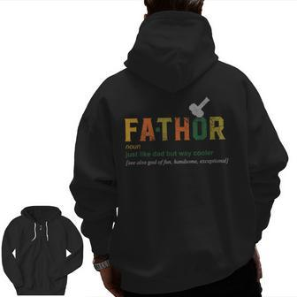 Mens Fathor Like Dad Just Way Cooler Fathers Day Shirt Zip Up Hoodie Back Print | Mazezy DE