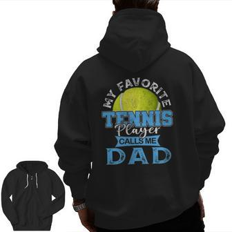 Mens My Favorite Tennis Player Calls Me Dad Usa Father's Day Zip Up Hoodie Back Print | Mazezy