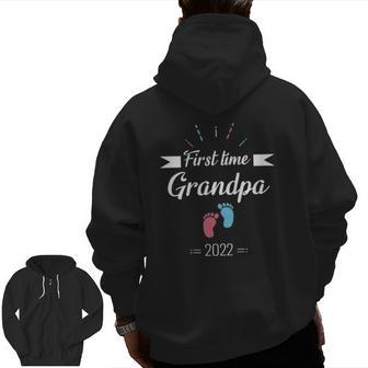 Mens First Time Grandpa 2022 Zip Up Hoodie Back Print | Mazezy