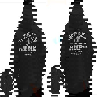 Mens First Time Grandpa 2023 For Grandfather To Be Zip Up Hoodie Back Print | Mazezy