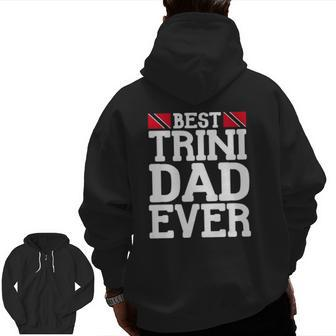 Mens Flag Castle Best Trini Dad Ever Father's Day Trinidad Zip Up Hoodie Back Print | Mazezy AU