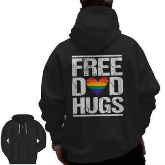 Mens Free Dad Hugs Lgbt Pride Stepfather Daddy Papa Zip Up Hoodie Back Print | Mazezy