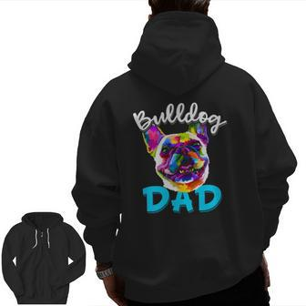 Mens French Bulldog Dad Bulldog Owner Father's Day Zip Up Hoodie Back Print | Mazezy