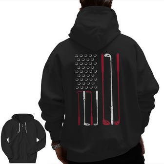 Mens 4Th Of July Graphic Dad Golf For Men Usa Flag Zip Up Hoodie Back Print | Mazezy