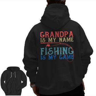 Mens Cool Grandpa Fishing Shirt Fisherman Men Fathers Day Zip Up Hoodie Back Print | Mazezy