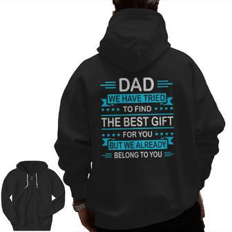 Mens Father's Day For Daddy Papa From Daughter Son Wife Zip Up Hoodie Back Print | Mazezy