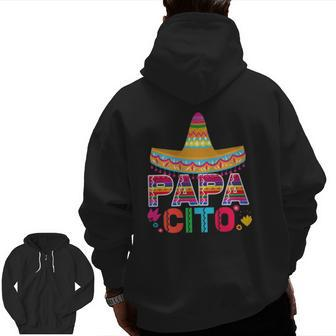Mens Father's Day For Men Papacito Dad Zip Up Hoodie Back Print | Mazezy