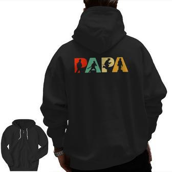 Mens Papa Firefighter Father's Day For Dad Zip Up Hoodie Back Print | Mazezy