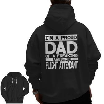 Mens Proud Dad Flight Attendant Zip Up Hoodie Back Print | Mazezy