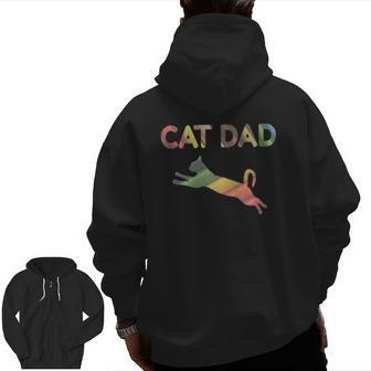 Mens Rainbow Cat Dad Tank Top Zip Up Hoodie Back Print | Mazezy
