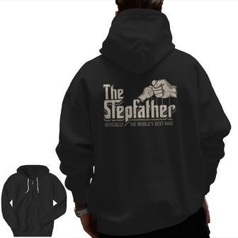 Mens Stepdad Stepfather Officially World's Best Man Zip Up Hoodie Back Print | Mazezy
