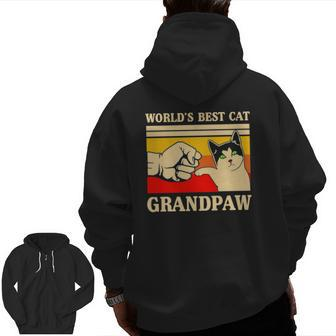 Mens World's Best Cat Grandpaw Zip Up Hoodie Back Print | Mazezy