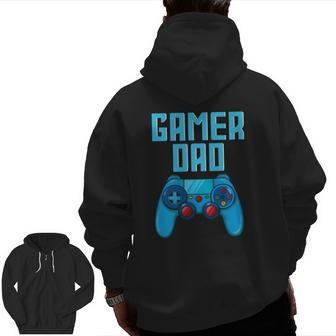 Mens Gamer Dad Cute Video Gaming Father's Day Game Controller Zip Up Hoodie Back Print | Mazezy UK