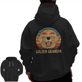 Mens Golden Retriever Dog Grandpa Golden Grandpa Zip Up Hoodie Back Print | Mazezy