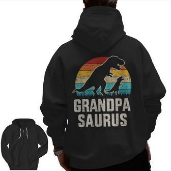 Mens Grandpasaurus Vintage Dinosaur For Grandpa From Grandkid Zip Up Hoodie Back Print | Mazezy