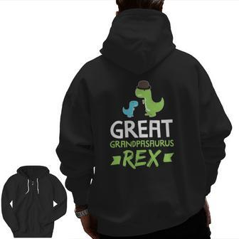 Mens Great Grandpasaurus Rex Grandpa Saurus Dino Zip Up Hoodie Back Print | Mazezy