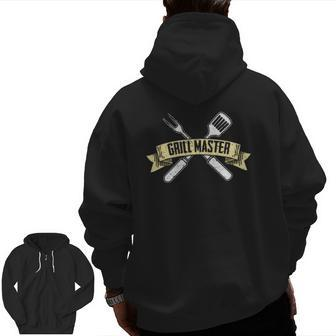 Mens Grill Master Grillin Dad Grandpa Bbq Smoker Barbecue Zip Up Hoodie Back Print | Mazezy UK